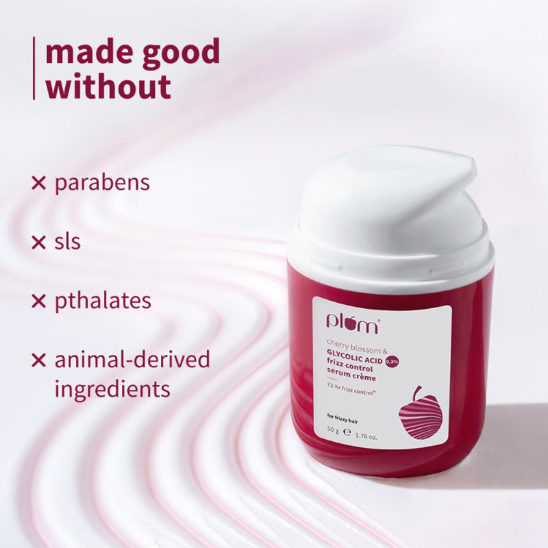 Plum 0.3% Glycolic Acid & Cherry Blossom Frizz Control Hair Serum Creme