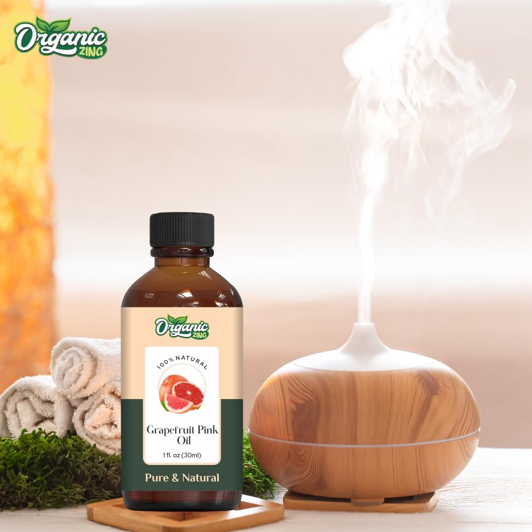 Organic Zing Grapefruit Pink (Citrus × paradisi) Oil | Pure & Natural Essential Oil for Skincare, Hair Care, Aroma and Diffusers