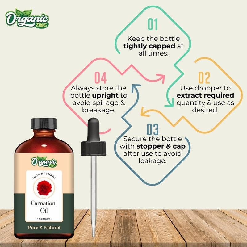 Organic Zing Carnation (Dianthus Caryophyllus) Oil | Pure & Natural Essential Oil for Skincare, Aroma & Diffuser
