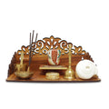 Rudra Wooden Wall-Mounted Pooja Temple Shelf Brown 12x9x6.25 Inch