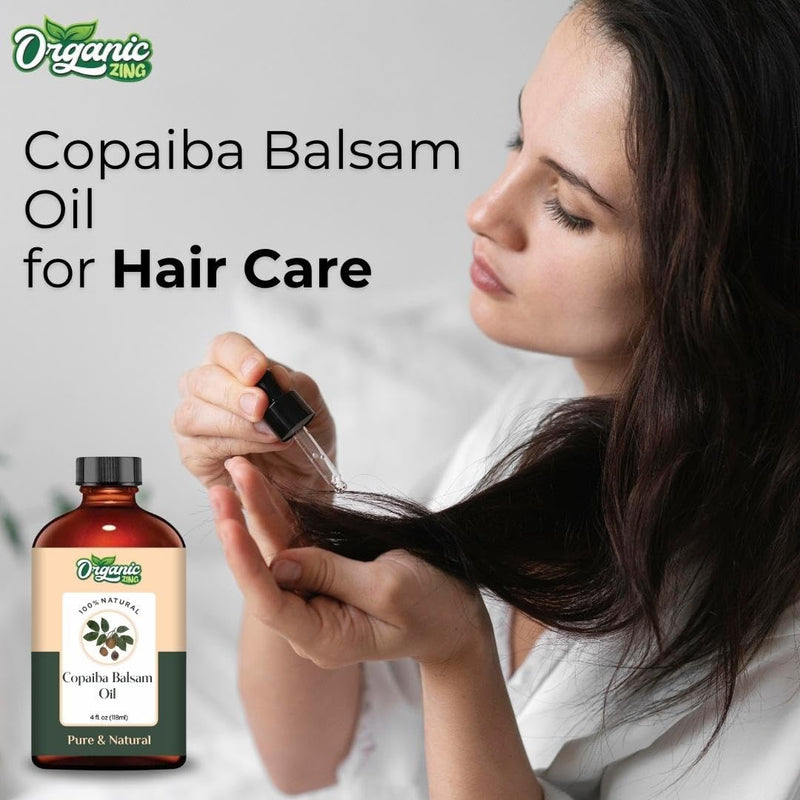 Organic Zing Copaiba Balsam (Copaifera officinalis) Oil | Pure & Natural Essential Oil for Skincare, Hair Care and Massage
