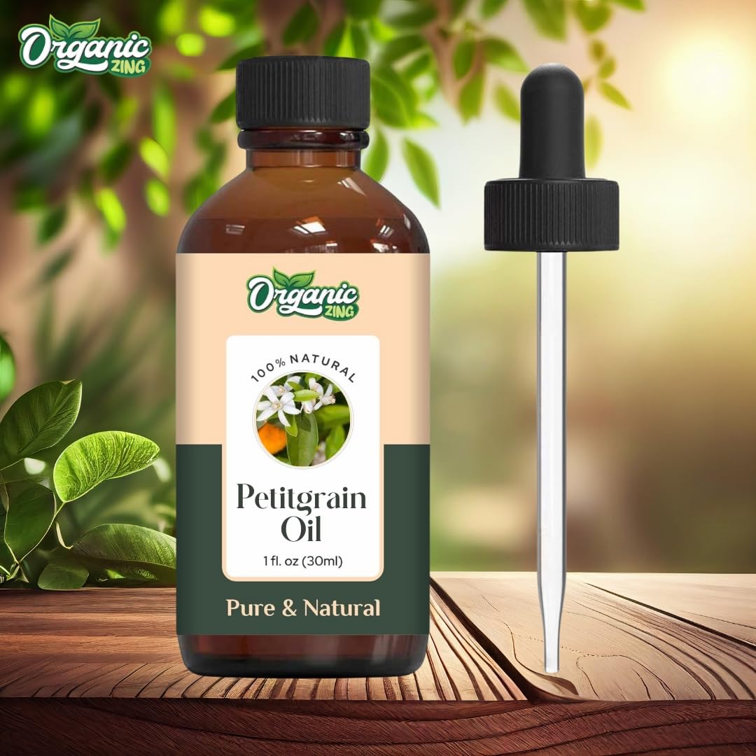 Organic Zing Petitgrain (Citrus aurantium L.) Oil | Pure & Natural Essential Oil for Aroma, Diffuser & Skincare