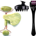 LIMESHOT Hair & Scalp Massager Set with Jade Roller & Gua Sha