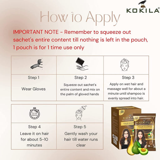 Kokila Unisex Hair Color Shampoo Enriched With Almond Oil In Just 5 Minute, Long