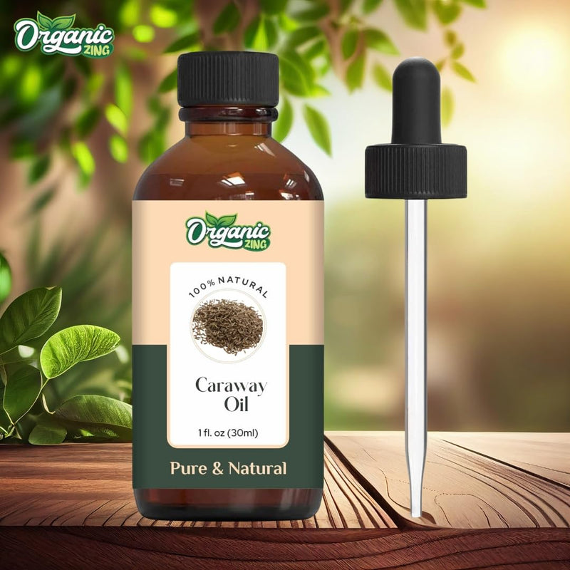 Organic Zing Caraway (Carum carvi) Oil | Pure & Natural Essential Oil for Skincare, Hair Care, Aroma & Diffuser