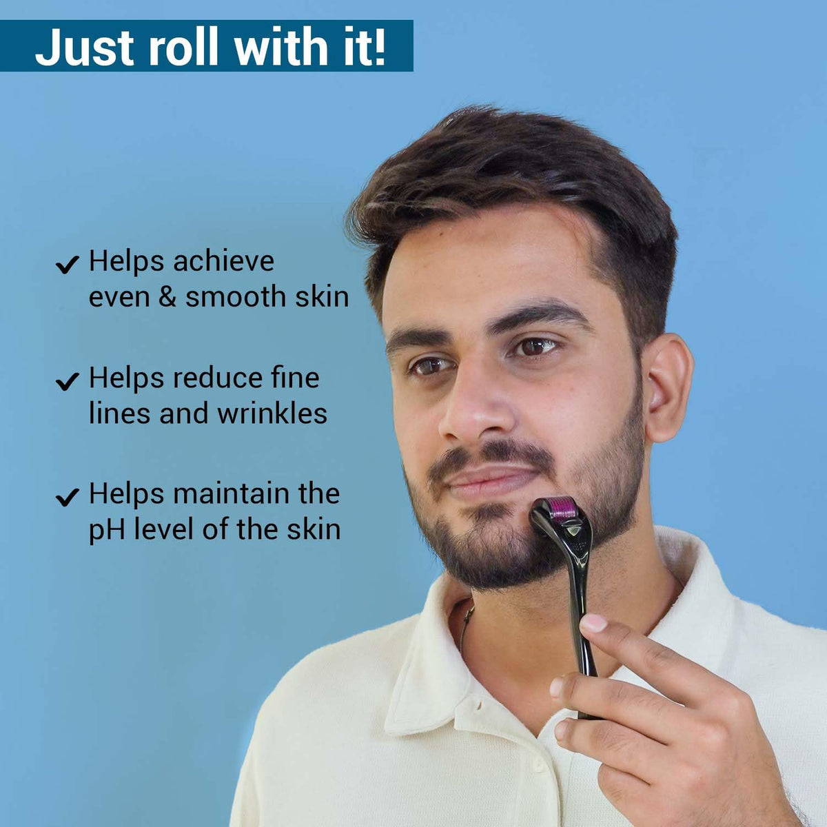 Sotrue Derma Roller For Hair Growth 1 mm with 540 Stainless Steel Needles - Activates Hair Follicles, For Hair Fall & Hair Thickening, Reduces Acne Scars