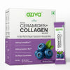 OZiva Phyto Ceramides+ Collagen Builder Supplements | Veg Collagen Powder for Women | Supplement for Skin Hydration, Moisture Retention & Barrier Repair | Blueberry, 30 Sachets