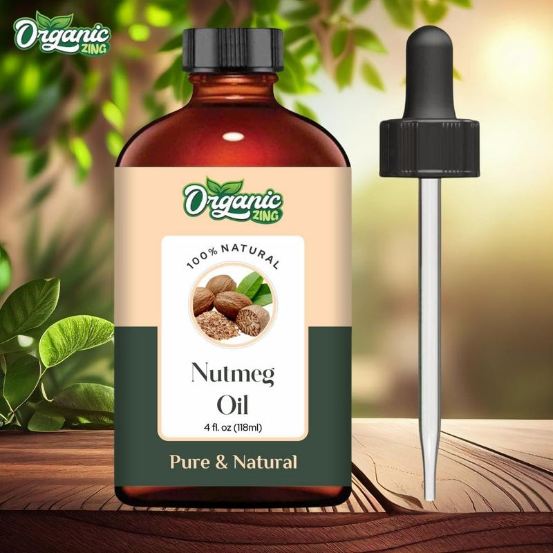Organic Zing Nutmeg (Myristica Fragrans) Oil | Pure & Natural Essential Oil for Aroma, Diffusers, Skincare & Hair Care