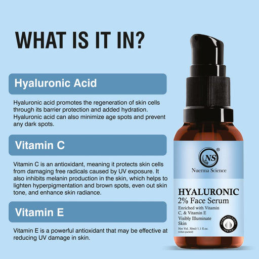 Nuerma Science 2% Hyaluronic Acid Face Serum | Hydrates, Firms & Brightens