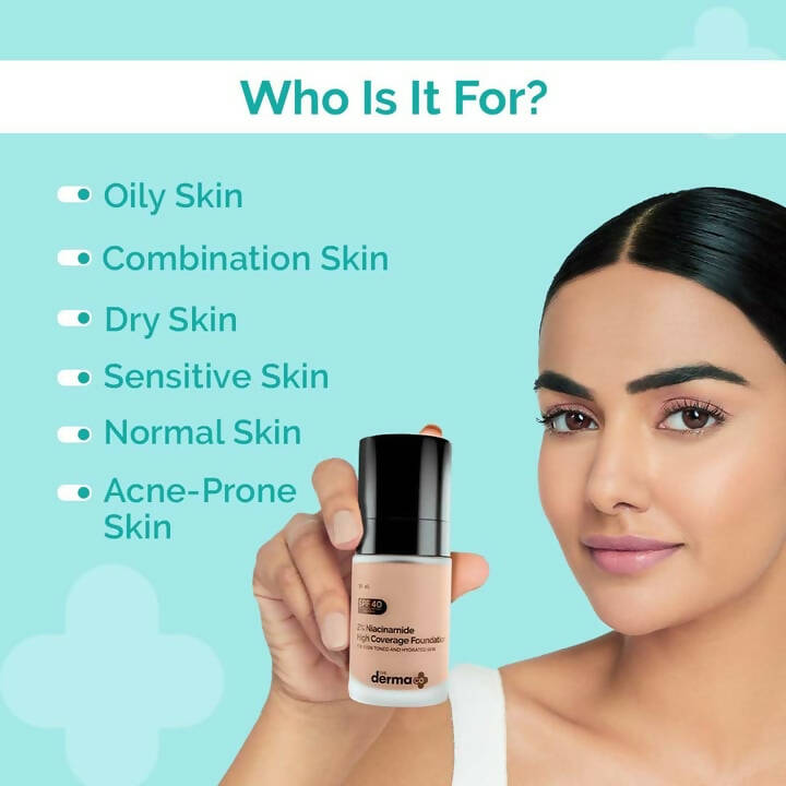 The Derma Co 2% Niacinamide High Coverage Foundation-01 Ivory - Limited Time Offer