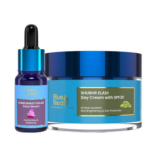Blue Nectar Kumkumadi Serum + Eladi Day Cream Combo
