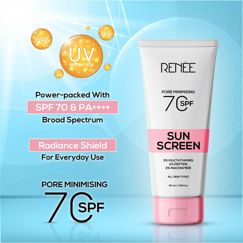 Renee Pore Minimizing Sunscreen SPF 70 With 2% Niacinamide, 2% Peptide & 3% Multivitamins