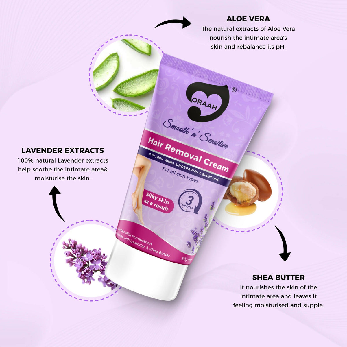 Oraah PCOS PCOD Care Combo (Spearmint Tea, Hair Removal Cream & Intimate Wipes)