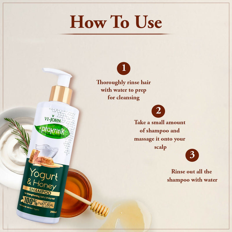 VI-JOHN Prakritik Yogurt & Honey Shampoo Cleanses Scalp, Made With 100% Natural Bio Actives