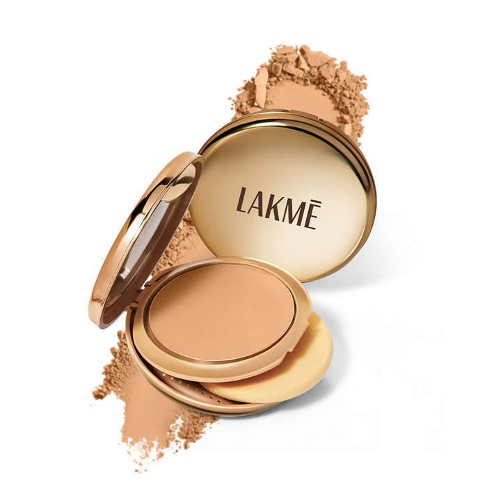 Lakme 9 To 5 Unreal Dual Cover Pressed Powder, 2 In 1 Compact + Foundation - 24 Beige