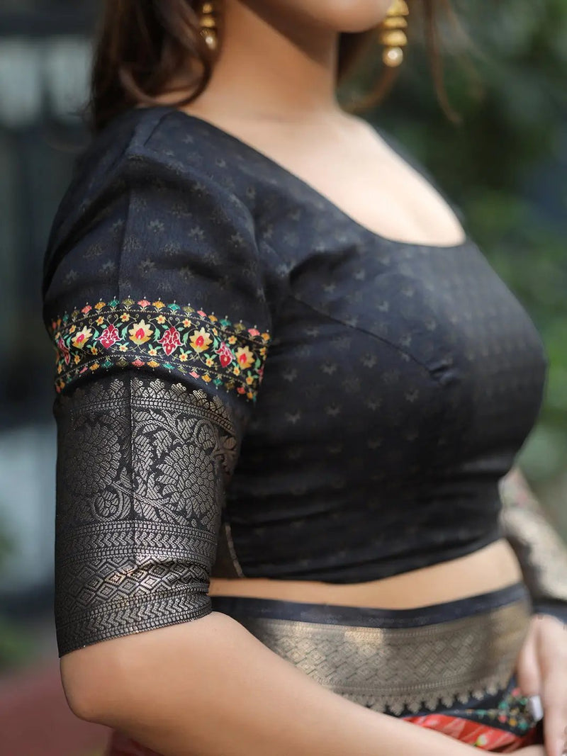 Red Colour Pure Viscose Dola Silk Saree with Pichwai Kalamkari Print - Luxe