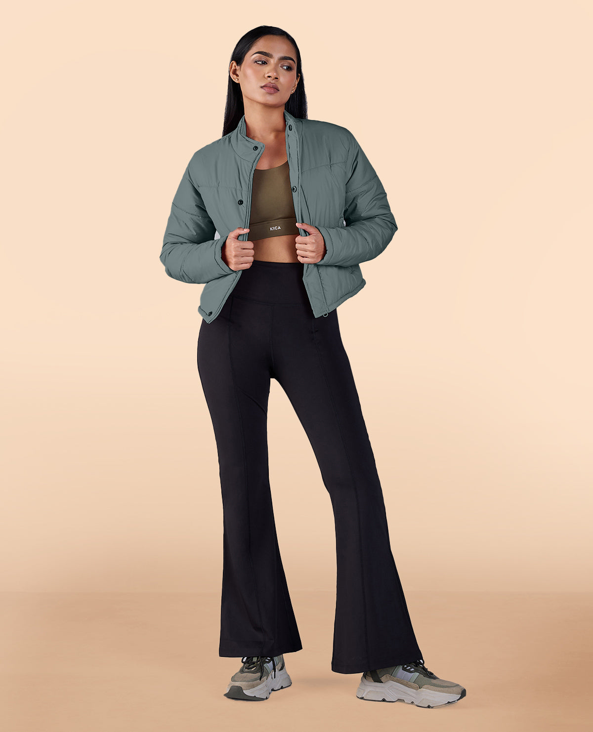 Cropped Puffer Jacket Olive