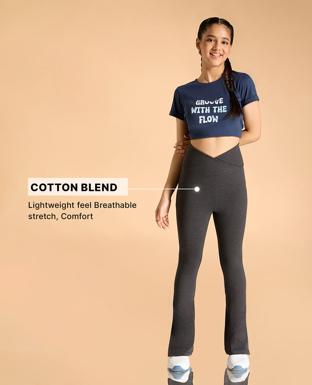 Kica Criss Cross Cotton Flare Comfort Pants Black