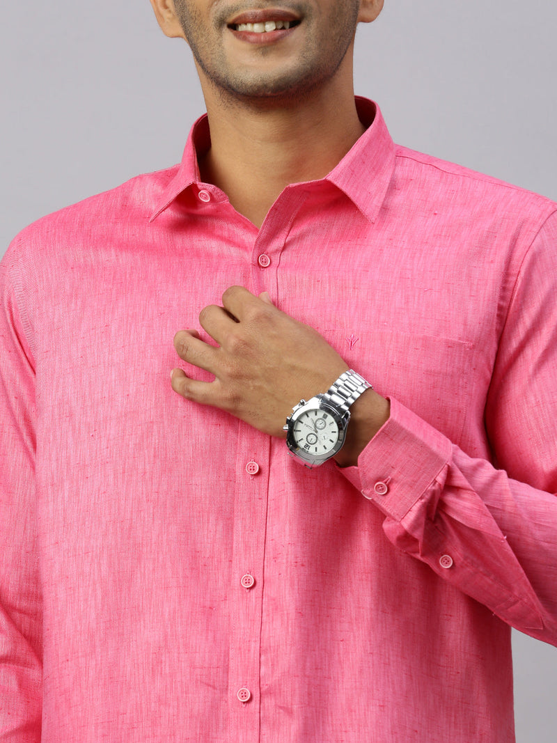 Men Cotton Rich Pink Shirt and Tissue Dhoti Set C34