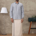 Men Grey Cotton Rich Shirt and Tissue Dhoti Set SMC8