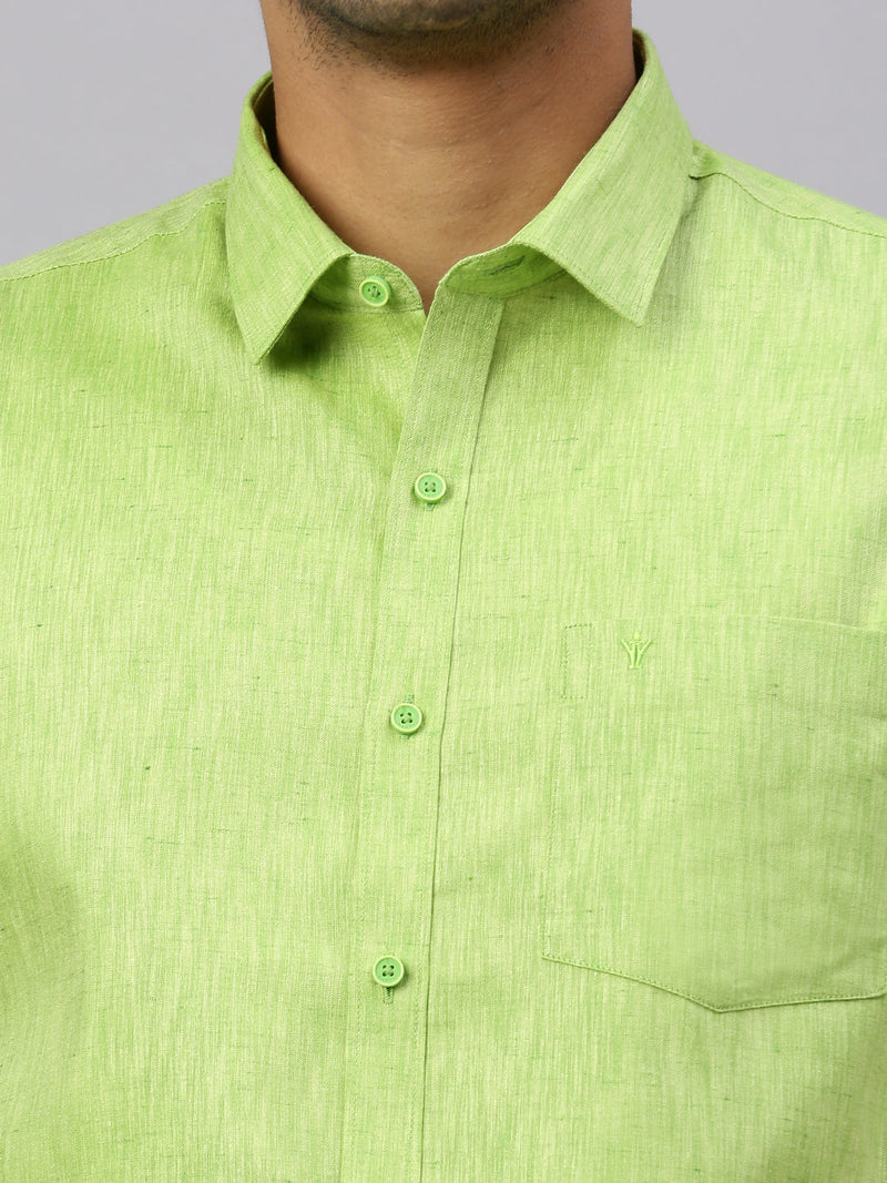 Men Cotton Rich Lite Green Shirt and Tissue Dhoti Set C82