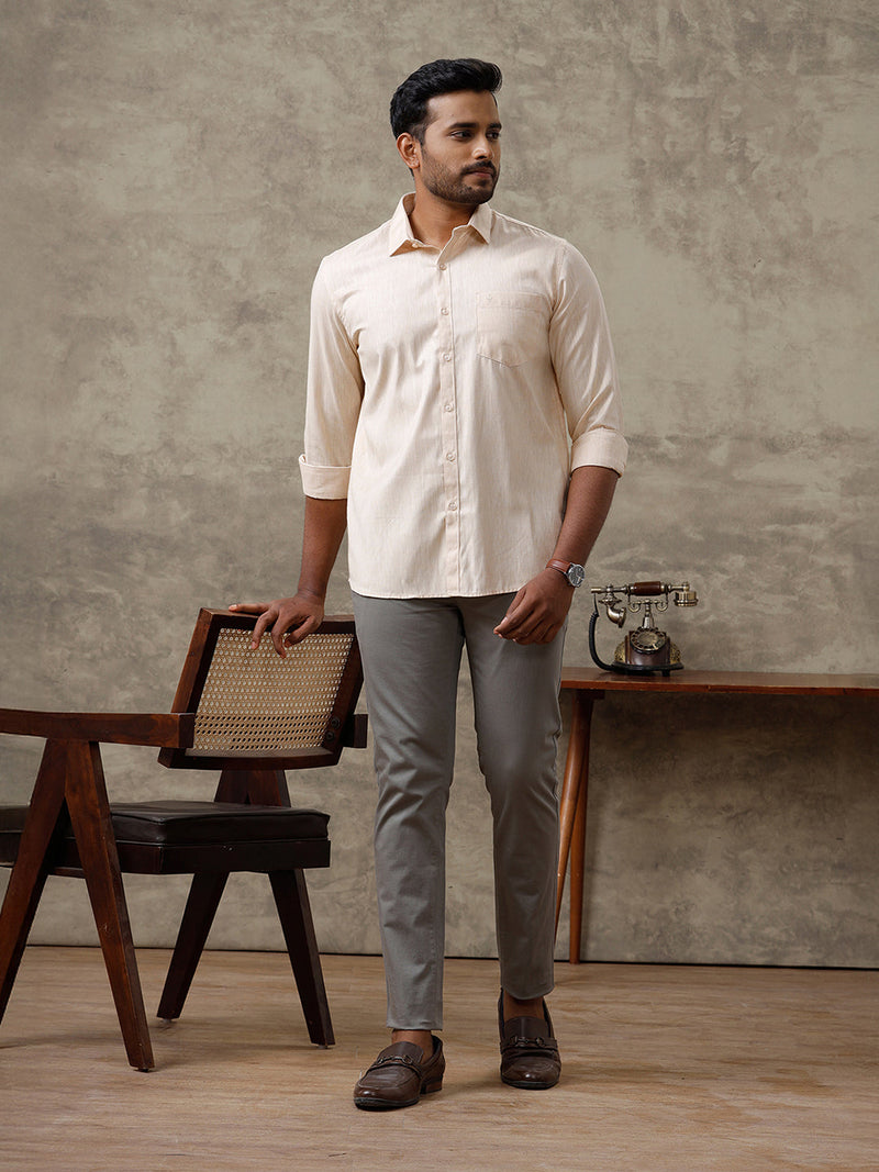 Men Cotton Rich Shirt Light Brown T44 TT1