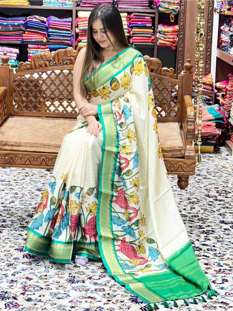 Uppada Silk Sarees With Kalamkari Digital Print