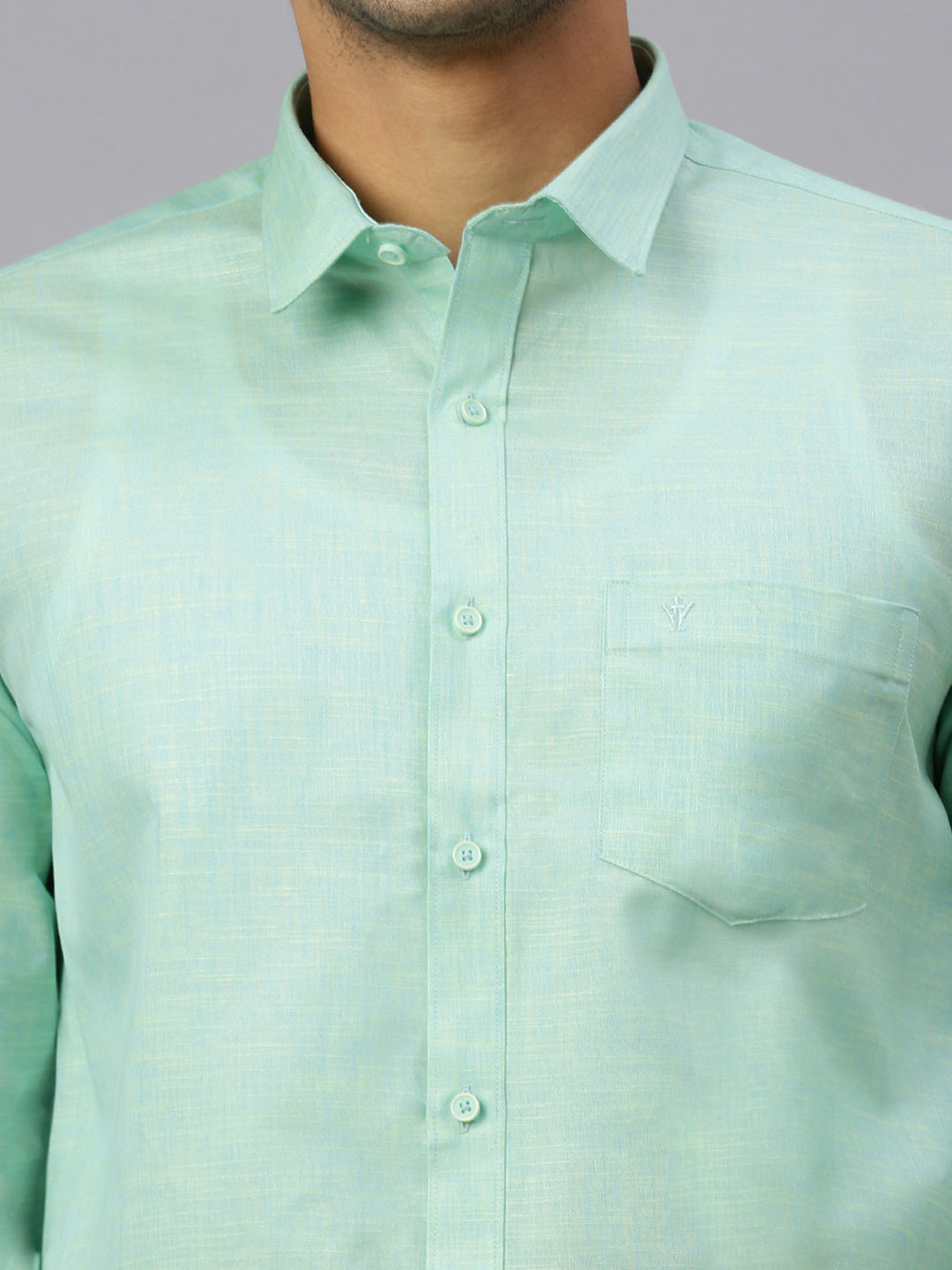 Men Cotton Rich Mint Green Shirt and Tissue Dhoti Set C83