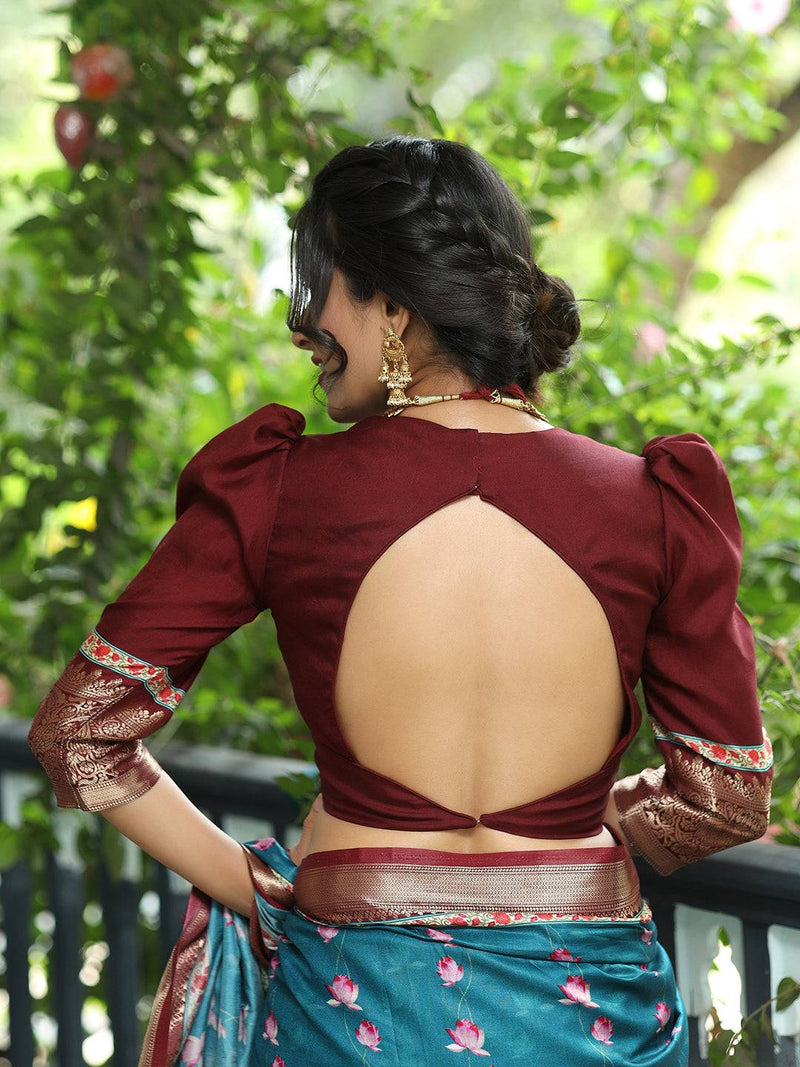 Pichwai Print Zari Weaving Pallu Saree In Blue Colour - Luxe