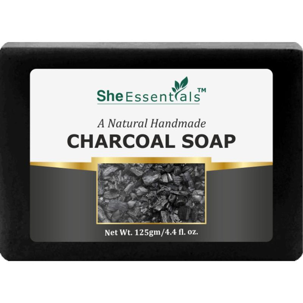 She Essentials Natural Handmade Charcoal Soap Deeply Cleanses An& Detoxifies
