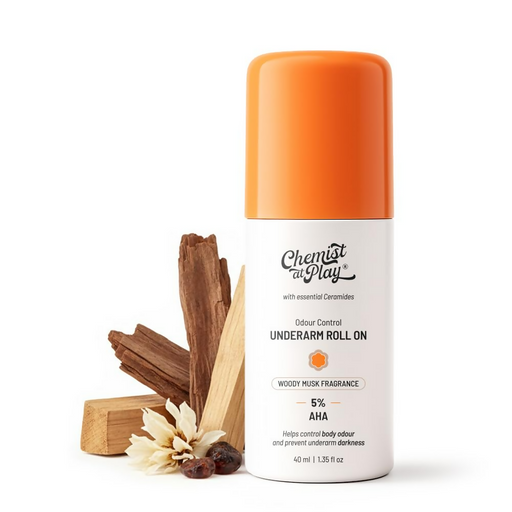 Chemist At Play UnderArm Roll-On with 5% AHA (Woody Musk Fragrance)