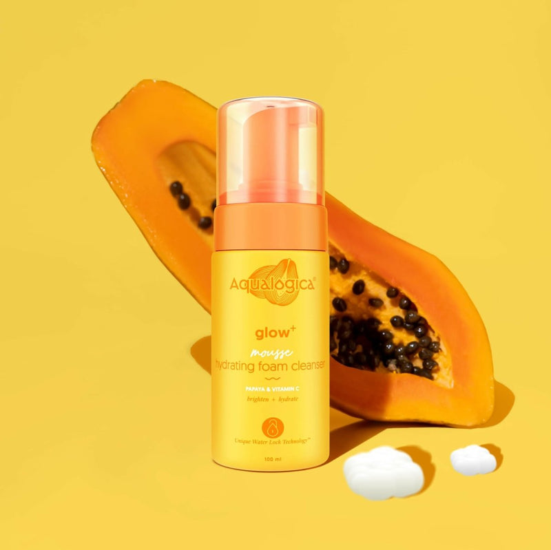 Aqualogica Glow+ Mousse Hydrating Foam Cleanser, Hydrates Skin & Adds Glow - Limited Time Offer