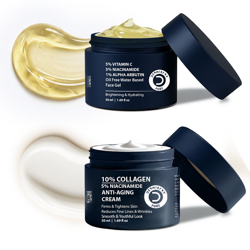 Dermistry Collagen Anti Aging Skin Tightening Aging Wrinkles Cream & Vitamin C Niacinamide Day NightOil Free Water Based Face Gel