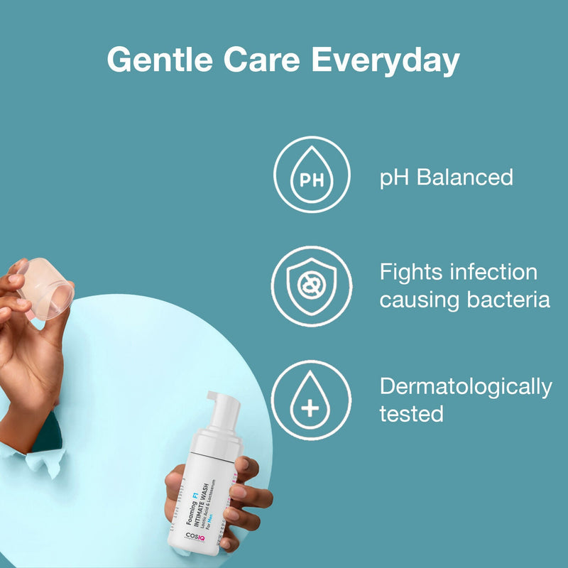 Cos-IQ Foaming F1 Intimate Wash For Men, Hygiene Wash with Lactic Acid & Lactoserum