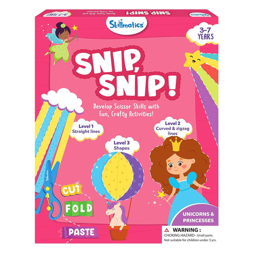 Skillmatics Paper Scissor Activity Book Snip Snip 25 Fun Cutting & Creative Activities for Preschoolers 2 Child-Safe Scissors Fine Motor Skills Craft Kit for Kids Ages 3, 4, 5, 6, 7 Multicolour 3. Unicorns & Princesses