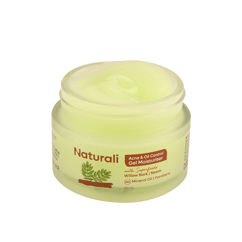 Naturali Acne & Oil Control Gel Moisturiser With Superfoods Willow Bark & Neem