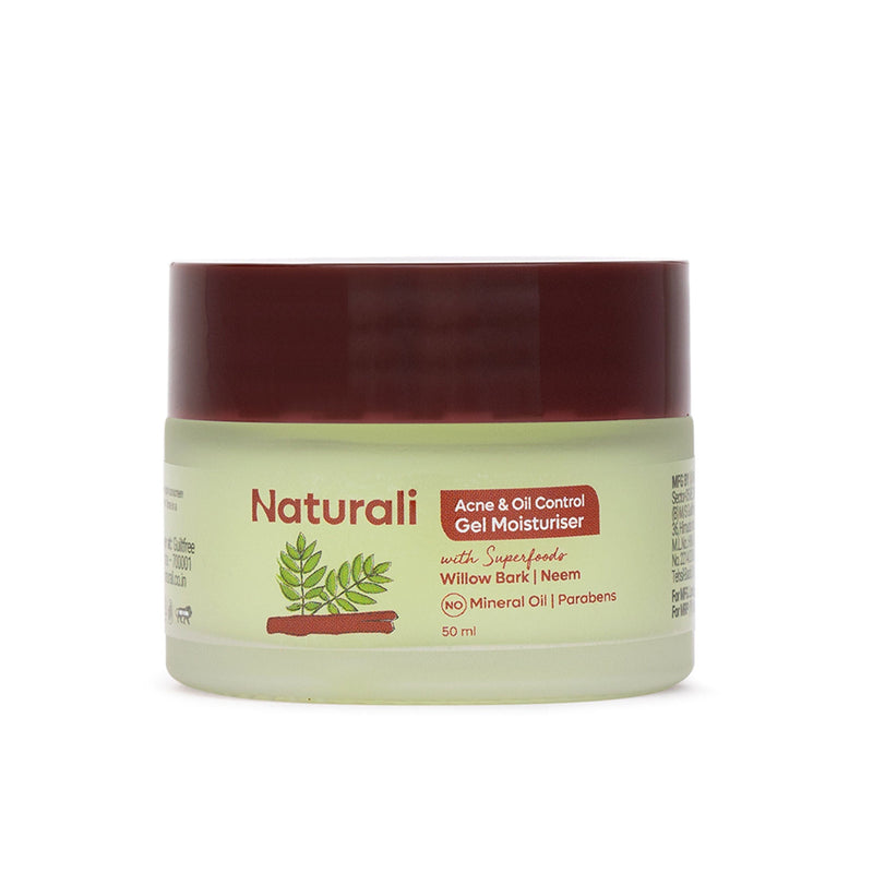 Naturali Acne & Oil Control Gel Moisturiser With Superfoods Willow Bark & Neem
