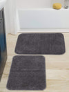 Set of 2 Grey Quick-Dry Microfiber Bath Mats 35x50cm Anti-Skid