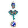 Elephant Wooden Wall Hanging Decor with Hamsa Hand Design