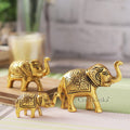 Set of 3 Metal Elephant Statues Feng Shui Vastu Decor Gift