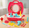 Zest 4 Toyz Beauty Makeup Kit for Doll Girls Cosmetic Set 2 in 1 Vanity Table Portable Trolley Pretend Play Set Toy with Make up Accessories for Kids Plastic (Pink) 21 Pieces Makeup Kit