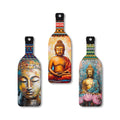 Meditating Buddha Wooden Wall Art Set of 3 for Home and Office Decor