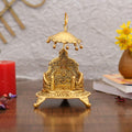 Gold Plated Metal Singhasan for Ganesha Krishna Idols - Pooja Chowki