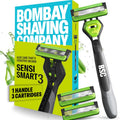 Bombay Shaving Sensi Smart 3 Razor with 3 Blades & Aloe Argan Lubra Strip
