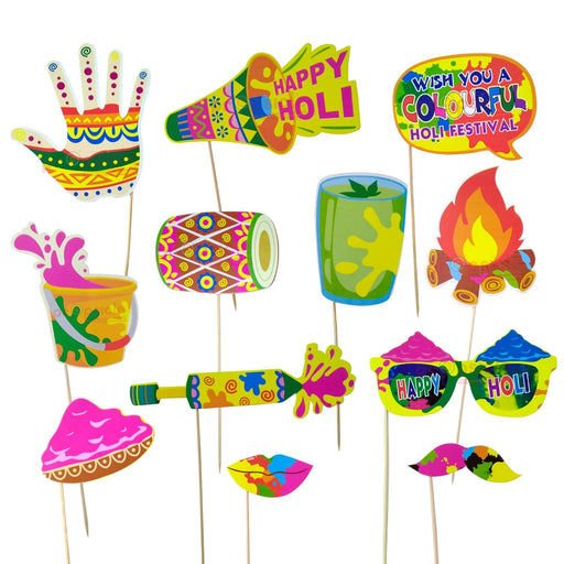 Holi Photo Booth Props, Color Festival Decorations, Photoshoot Props, Cardstock,Holi Decoration Items | Holi Stickers | Holi Photoshoot Props