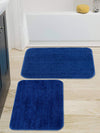 Blue Microfiber Non-Slip Bath Mats Set of 2 - Soft, Absorbent, Quick-Dry