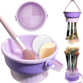 Silicone 3-in-1 Makeup Brush Cleaning Mat with Drying Holder Multicolor