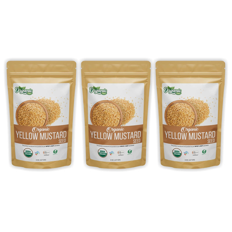 Organic Zing Yellow Mustard Seeds | Whole Yellow Mustard Seed for Pickles & Cooking | 100% Raw Mustard Seeds