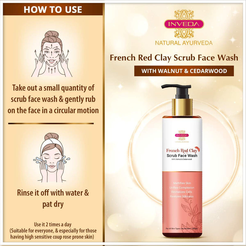 Inveda French Red Clay Scrub Face Wash