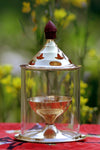 Brass Glass Diya with Cover for Puja 4.8" - Home Temple Oil Lamp